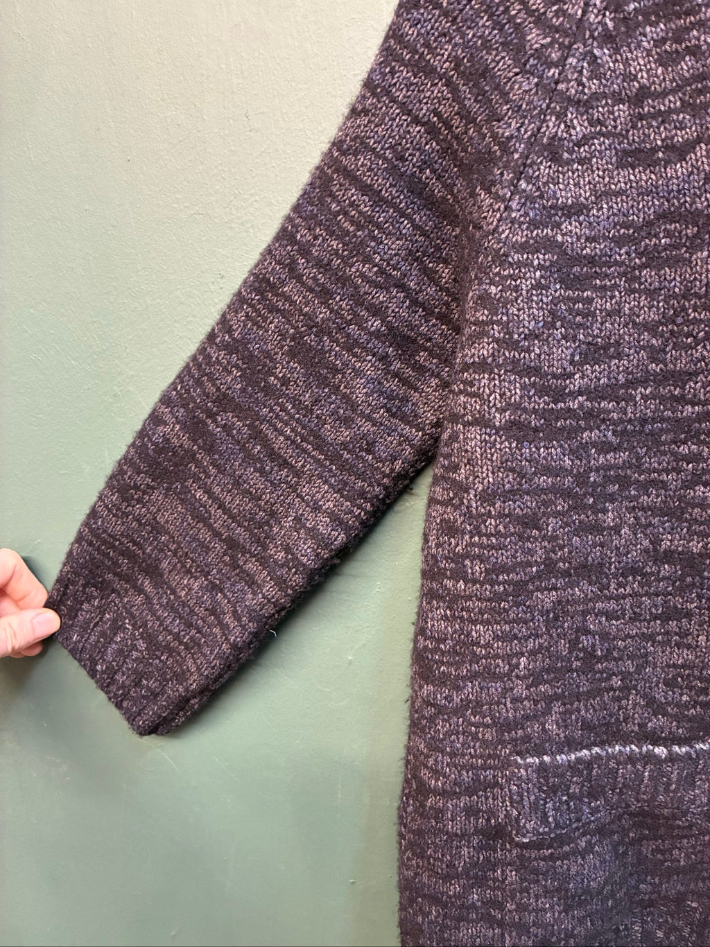 C.P. Company black and grey knitted cardigan, wool-silk blend, button front, vintage style.
