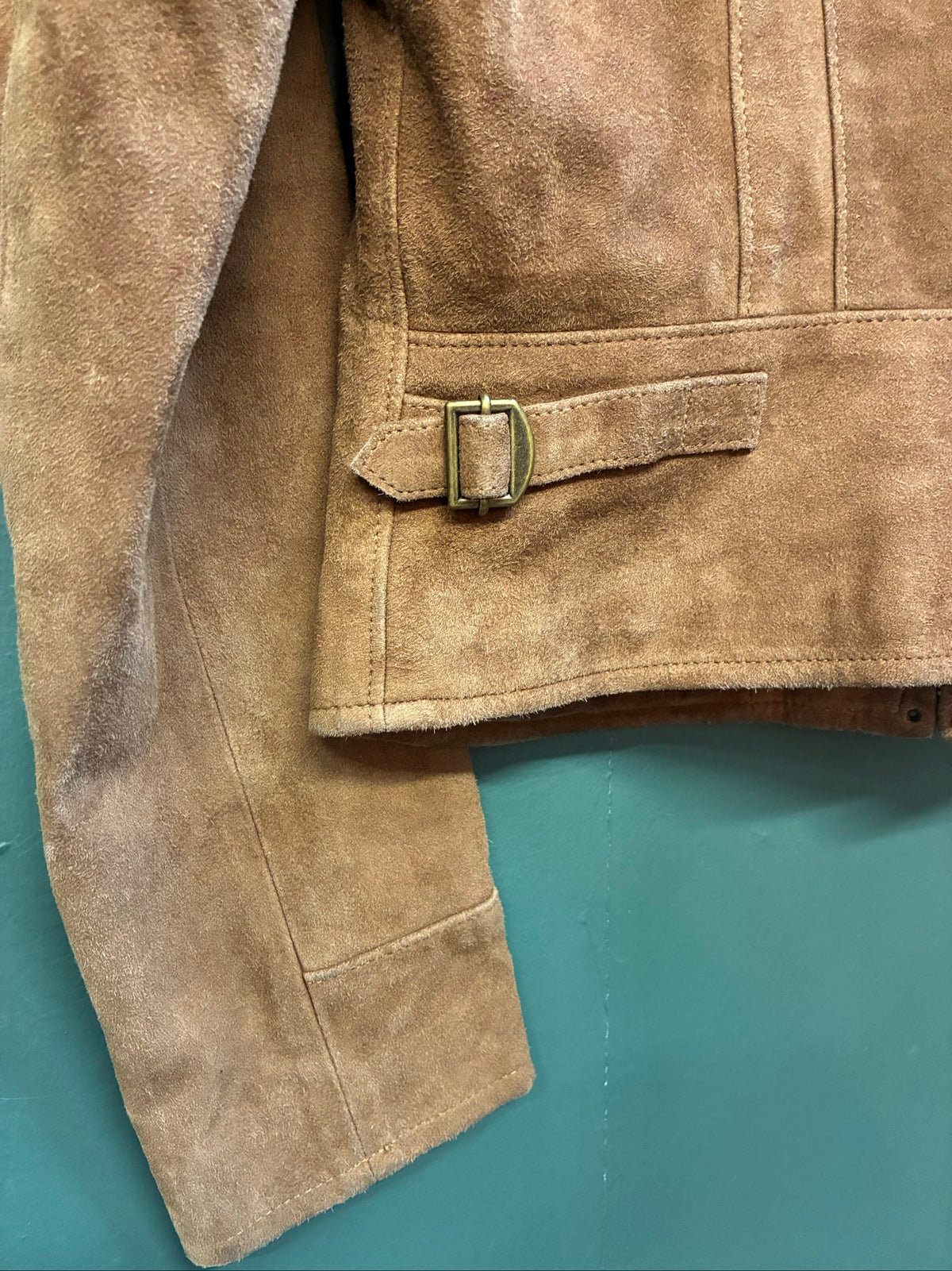 Ralph Lauren brown suede cropped jacket with zip closure, excellent condition, size 6.