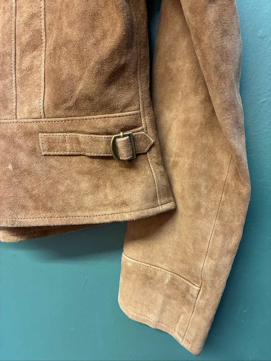 Ralph Lauren brown suede cropped jacket with zip closure, excellent condition, size 6.