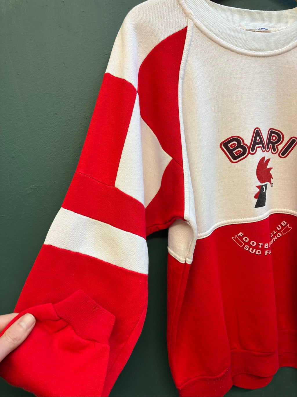 Vintage Bari red and white football sweatshirt, 90s design, excellent condition, medium size.