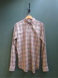 Burberry beige check shirt with black and red pattern, classic fit, y2k style.