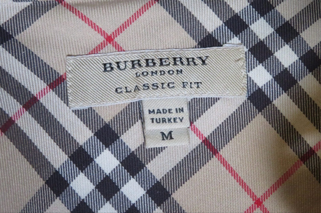 Burberry beige check shirt with black and red pattern, classic fit, y2k style.