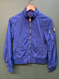 Moncler blue lightweight bomber jacket with logo, good condition, light surface marks.