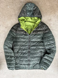 Armani Jeans reversible puffer jacket green and black, medium, Y2K style, good condition.