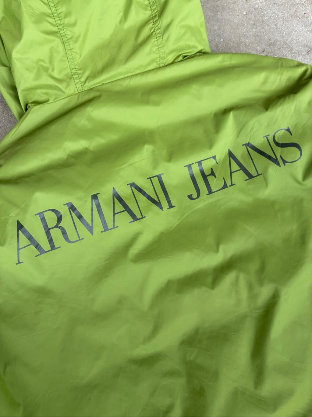 Armani Jeans reversible puffer jacket green and black, medium, Y2K style, good condition.