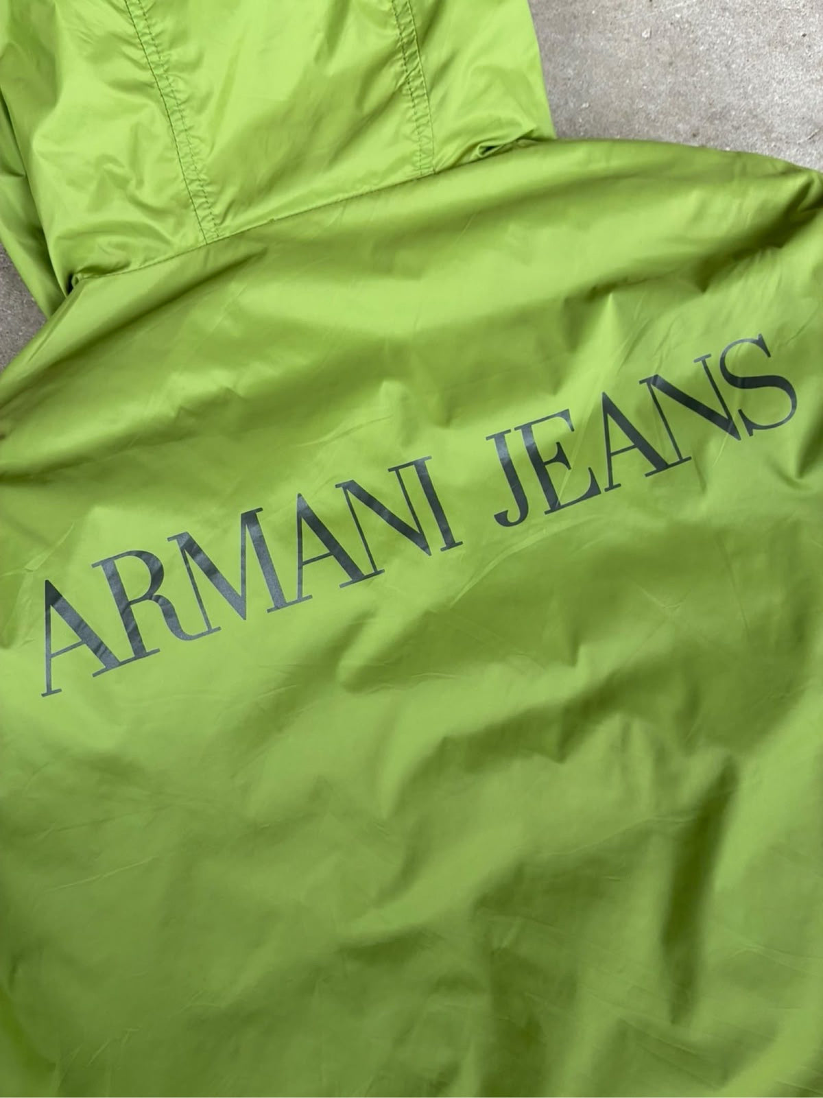 Armani Jeans reversible puffer jacket green and black, medium, Y2K style, good condition.