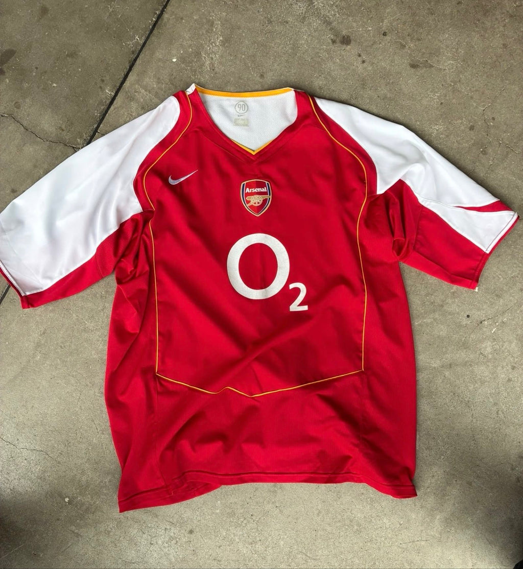 Nike red football shirt with white accents and total 90s logo, size 3XL.