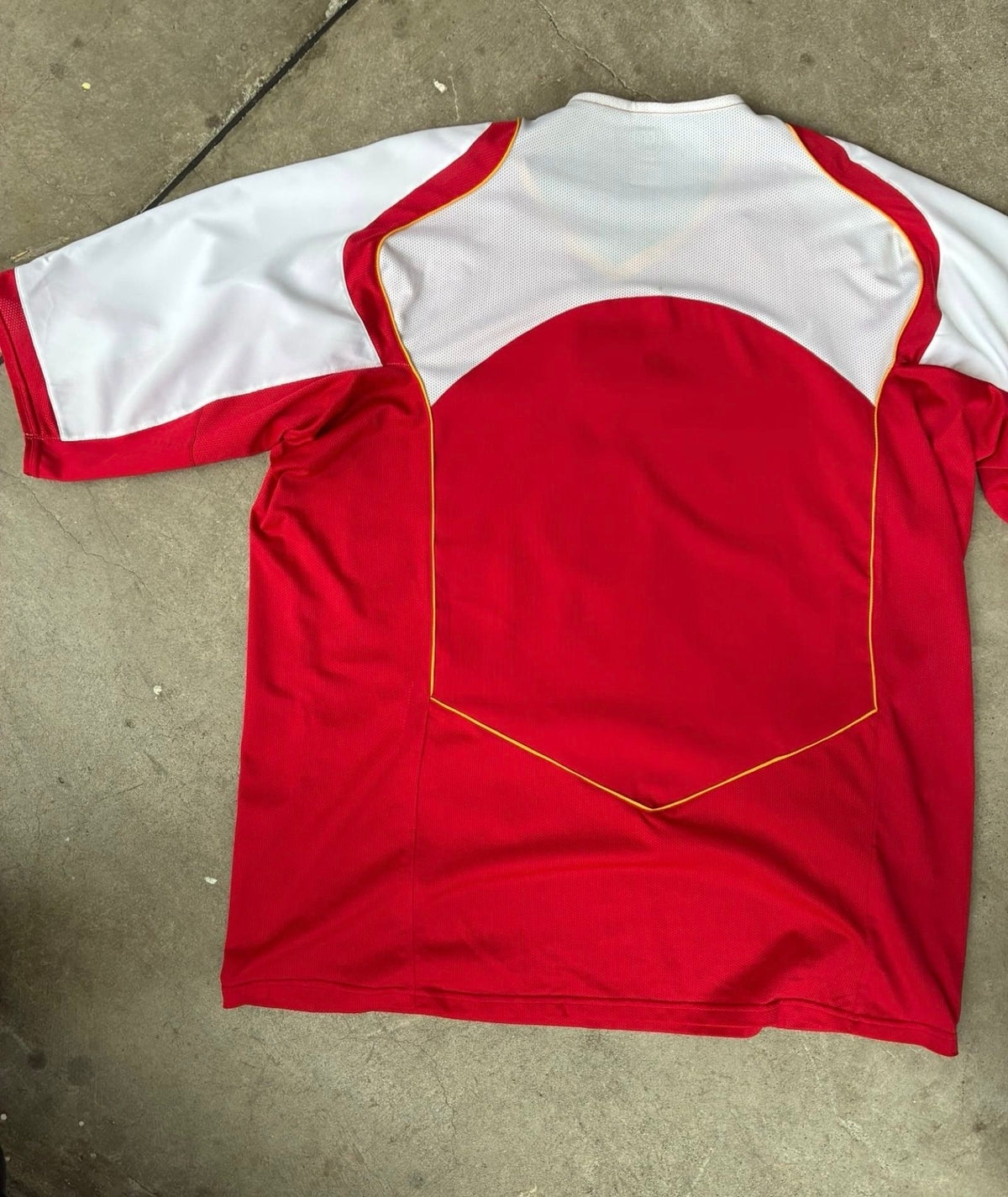Nike red football shirt with white accents and total 90s logo, size 3XL.