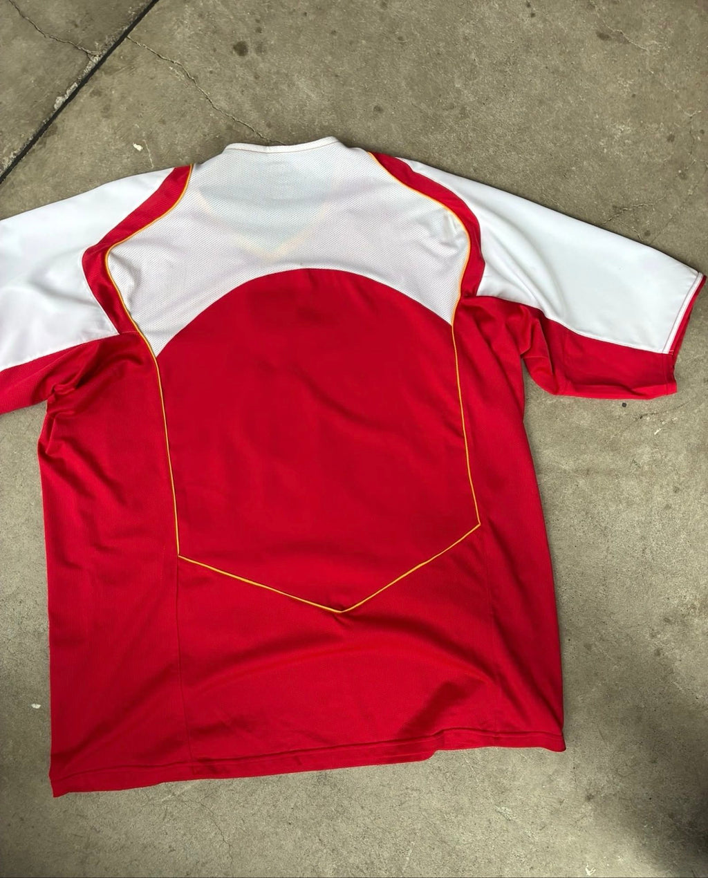 Nike red football shirt with white accents and total 90s logo, size 3XL.