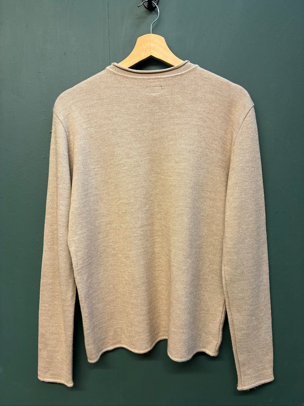 Armani Jeans beige knit jumper, ribbed texture, late 90s style, very good condition.