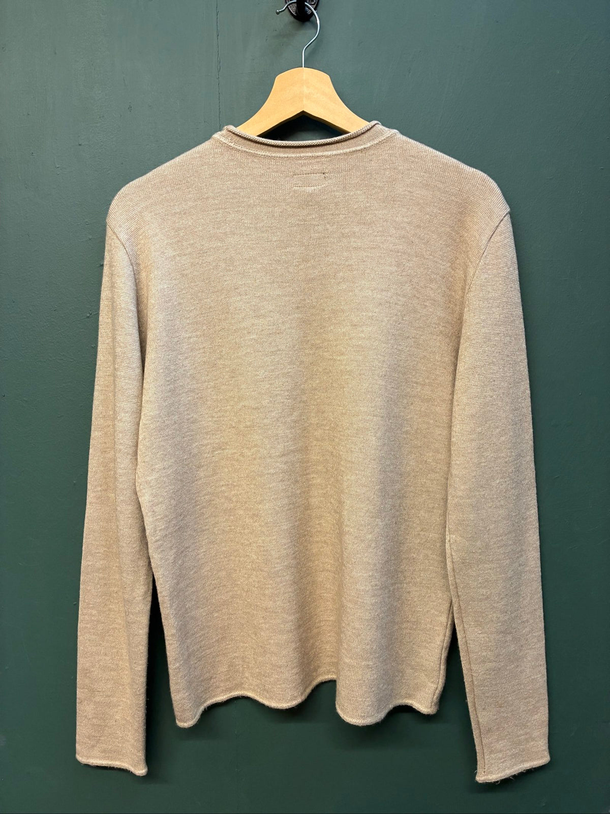 Armani Jeans beige knit jumper, ribbed texture, late 90s style, very good condition.