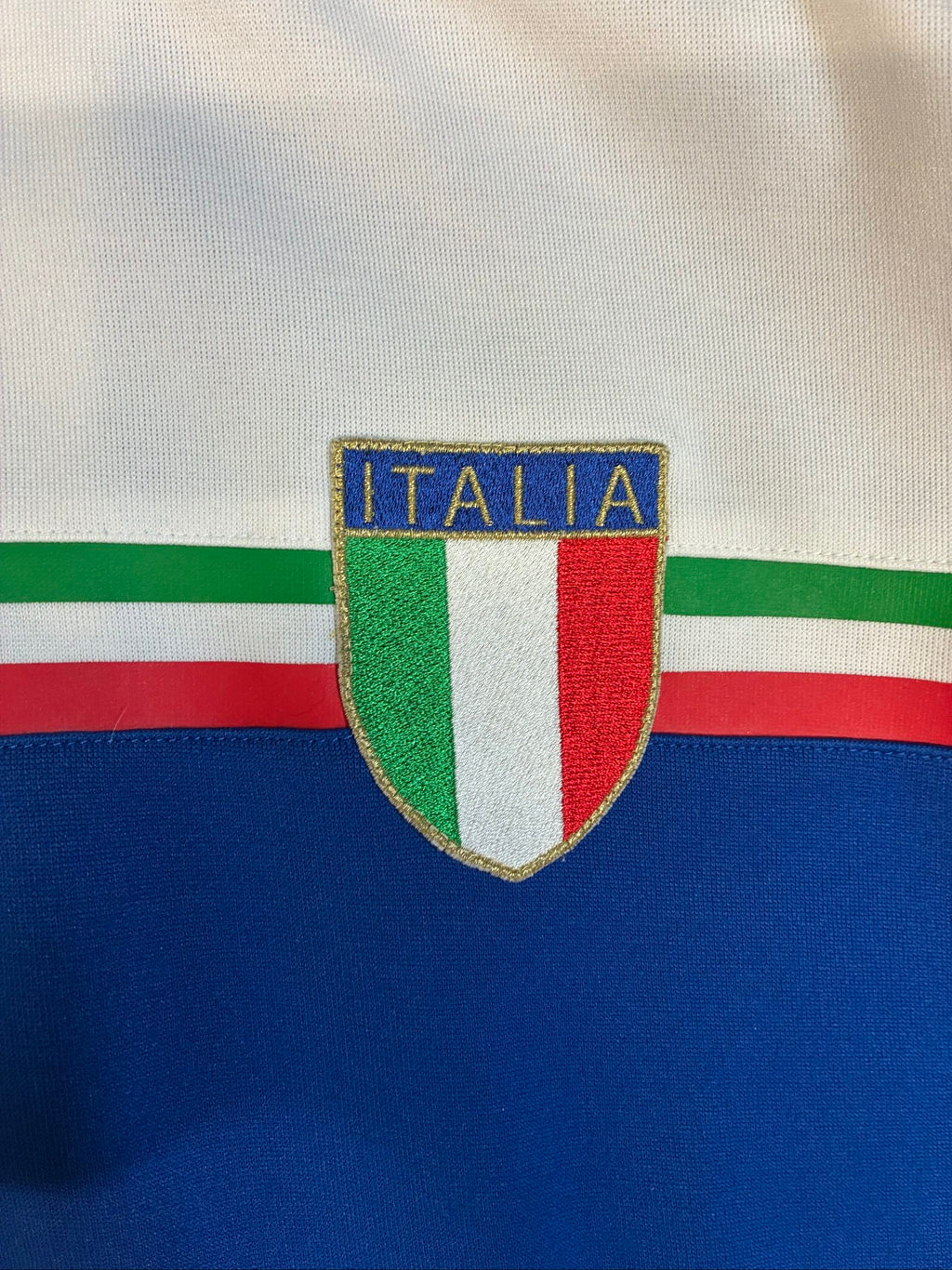 Adidas Originals vintage track jacket white and blue, full zip, detailed zip pullers.